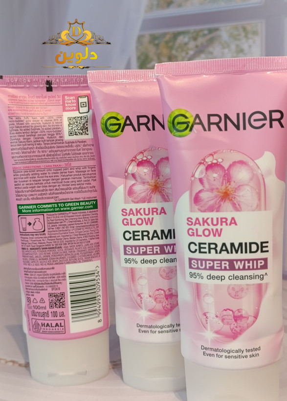 فوم سرامید گارنیر Sakura Glow – پاککننده عمیق پوست با ۹۵٪ مواد فعال و تکنولوژی Super Whip
